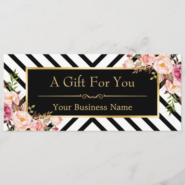 Beleza Salon Gift Certificado Dourado Floral Strip (Frente)