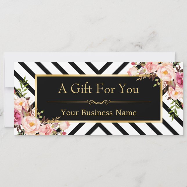 Beleza Salon Gift Certificado Dourado Floral Strip (Frente)