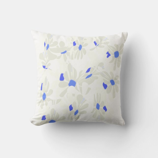 Beleza Sutil: Almofada com Padrão Floral Azul (Frente)