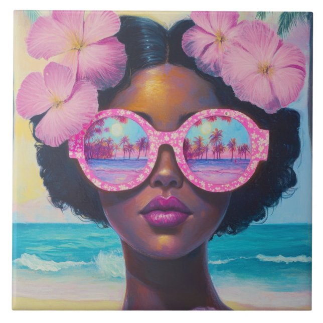 Beleza tropical em tons de rosa (Frente)