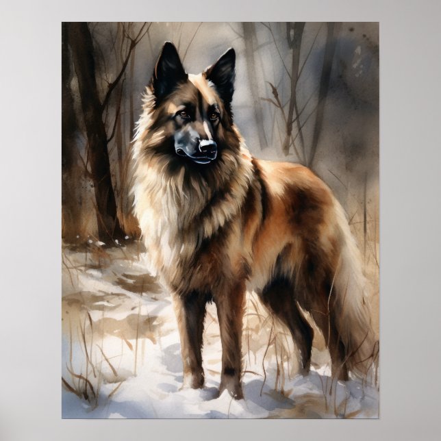 Belga Tervuren Dog Art Impressão Poster (Frente)