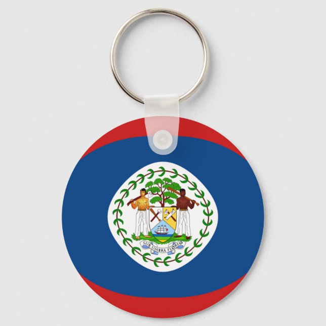 Belize Fisheye Flag Chaveiro (Frente)