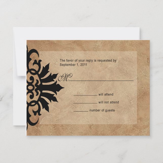 Belize Scroll Flourish RSVP (preto/tan) Heather we (Frente)
