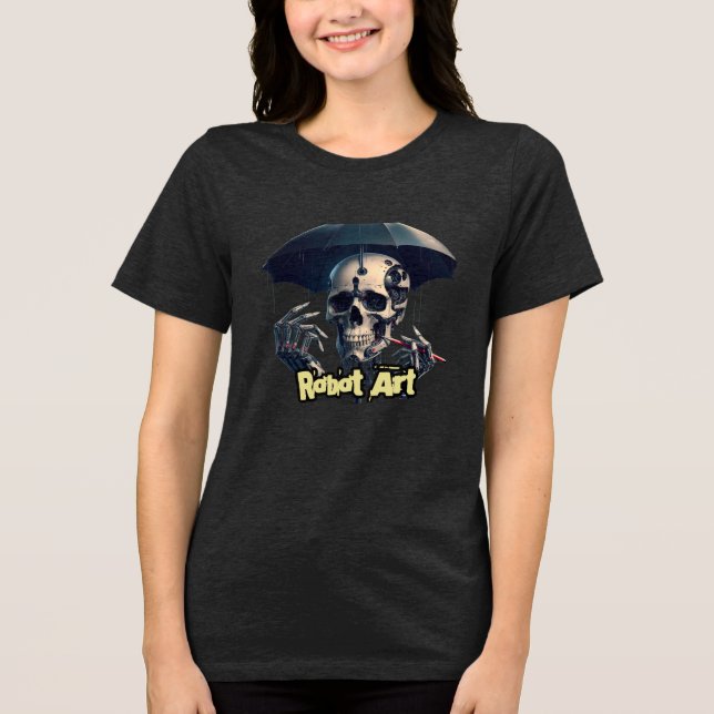 Bella+Canvas Camiseta Tri-blend Feminina, Preto Só (Frente)