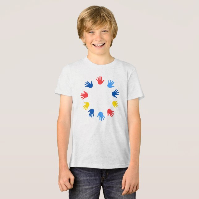 Bella+Canvas Camiseta Tri-blend para Jovens Mãos (Frente Completa)