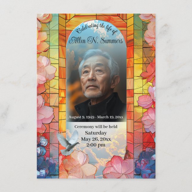 Belo Anúncio Funeral, Placa De Vidro Contida (Frente)