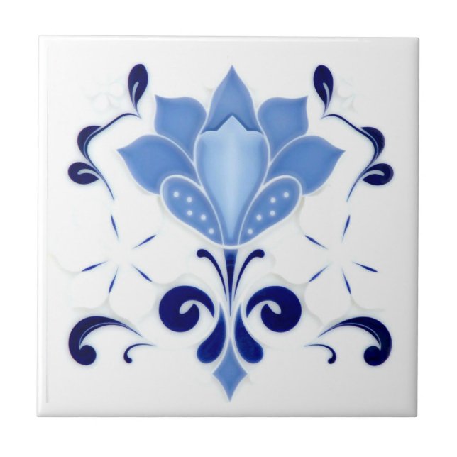 Belo Azulejo de Cerâmica Blue Flower (Frente)