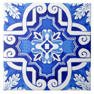 Belo Azulejo de cerâmica de estilo pintado azul.