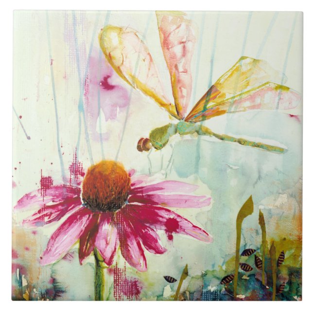 Belo Azulejo de Dragonfly Cerâmica (Frente)