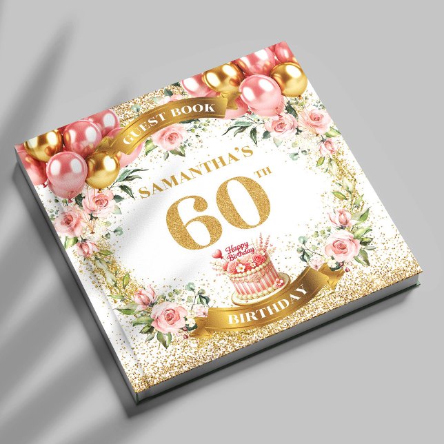 Belo Boho 60º Aniversário Livro de Convidados Deta (Lovely Boho 60th Birthday Guest Book Gold Details

)