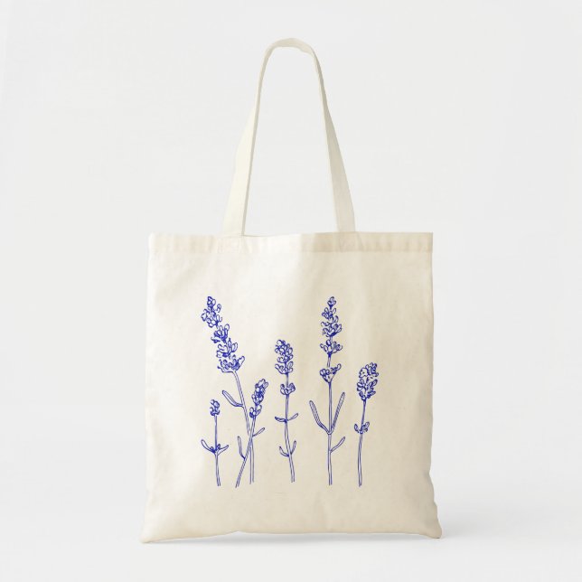 Belo Bolsa de desenho botânico da flor da Lavanda  (Frente)