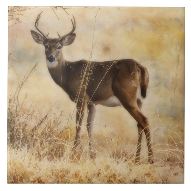 Belo Buck Deer no Texas Trivet Azulejo (Frente)