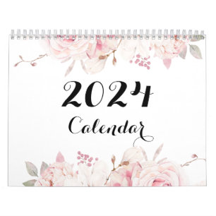 Belo Calendário de Parede Floral 2024