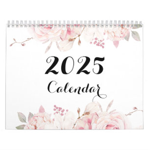 Belo Calendário de Parede Floral 2025