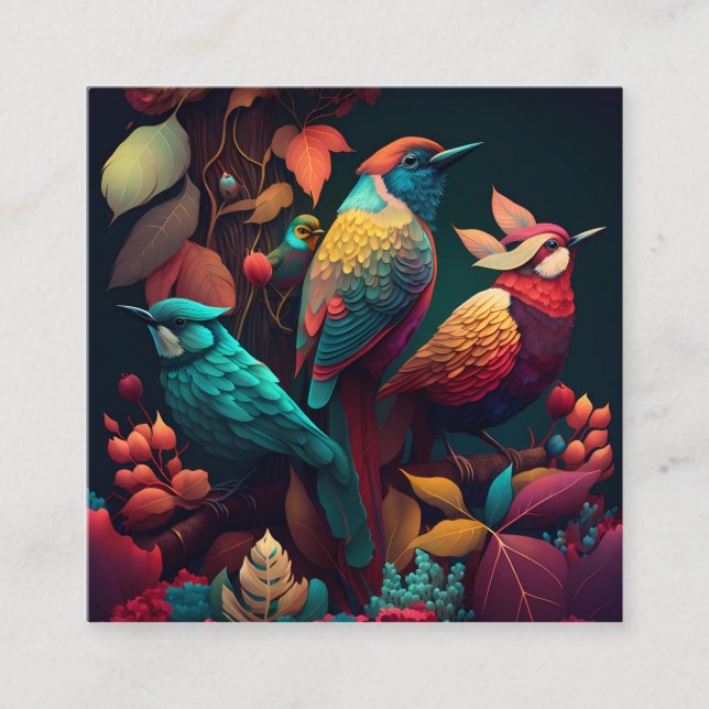 Belo Cartão de Alojamento de Aves Coloridas (Frente)