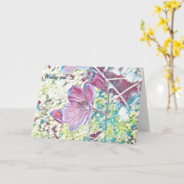 Belo cartão de aniversário de pintura de abelhas (Flor Amarela)