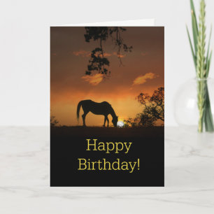 Belo Cartão de Aniversário Feliz de Cavalo