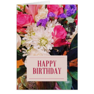Belo Cartão de Aniversário Feliz Floral