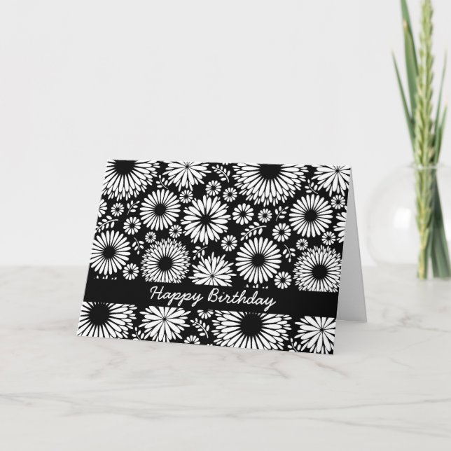 Belo Cartão de Aniversário preto e branco (Frente)