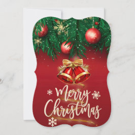 Belo Cartão de Desejo de Natal Dourado Vermelho