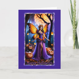 Belo Cartão de Dia das Bruxas de Fada Roxo