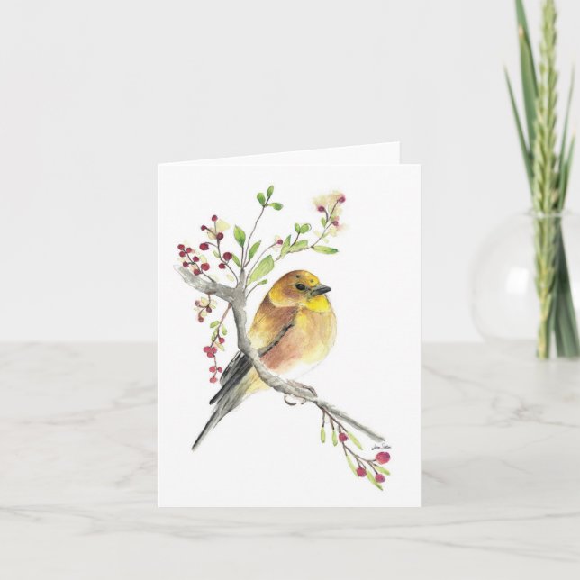 Belo Cartão de Nota de Aquarela Goldfinch American (Frente)