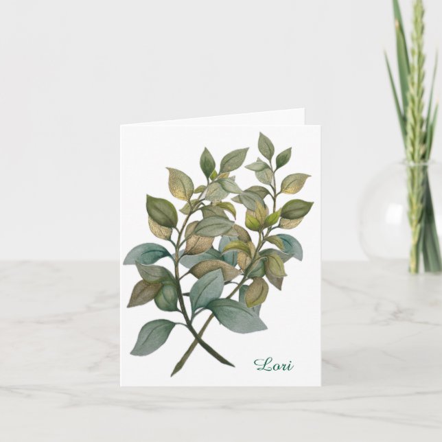 Belo Cartão de Saudação Botânico/Basil Dobrado (Frente)
