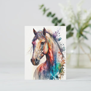 Belo Cartão de Saudação de Cavalo de Aquarela