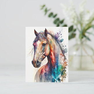 Belo Cartão de Saudação de Cavalo de Aquarela