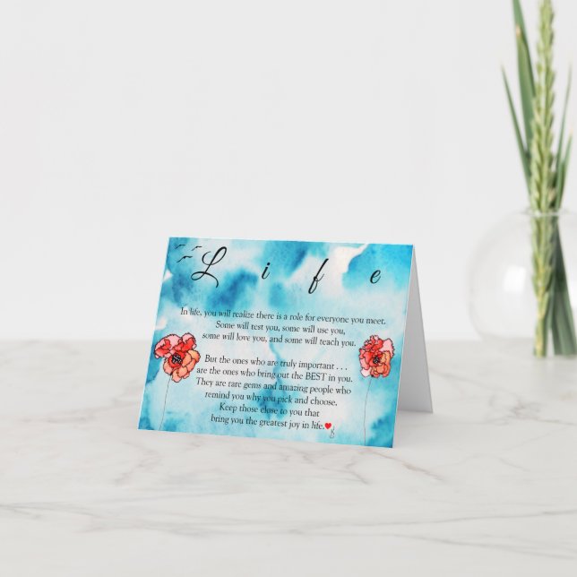 Belo cartão de saudação de palavras de vida inspir (Frente)