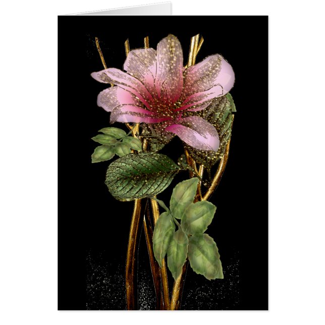 Belo Cartão Floral Rosa e Dourado Todas as Ocasiõe (Frente)