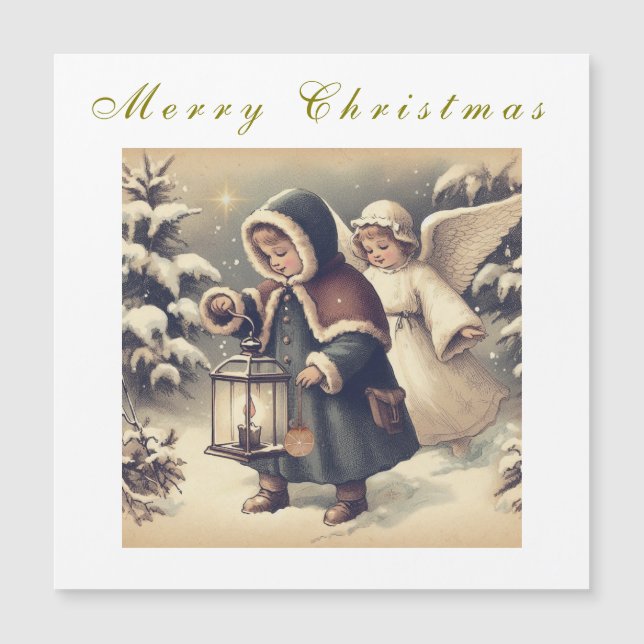 Belo cartão magnético de Natal Angels Holiday (Frente)