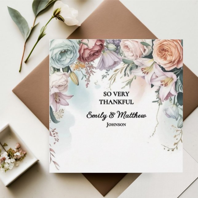 Belo Cartões de agradecimentos de Buquê Floral (Criador carregado)