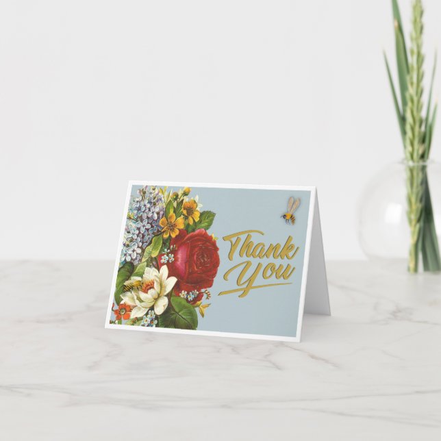 Belo Cartões de agradecimentos de Buquê Floral Vin (Frente)