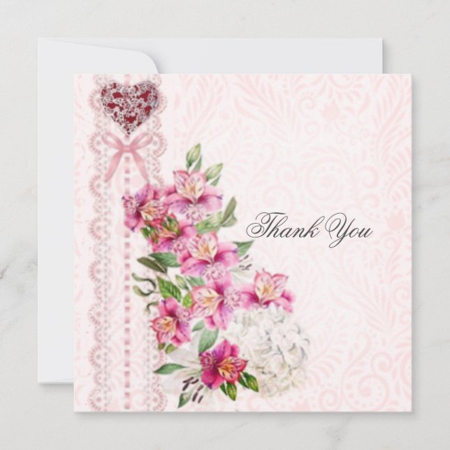 Belo Cartões de agradecimentos rosa (Frente)