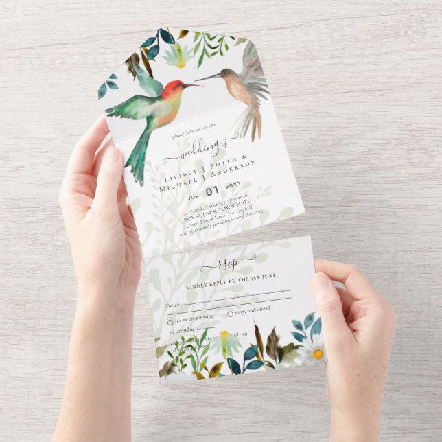 Belo casamento de Casais de HUMMINGBIRDS (Aba destacável)