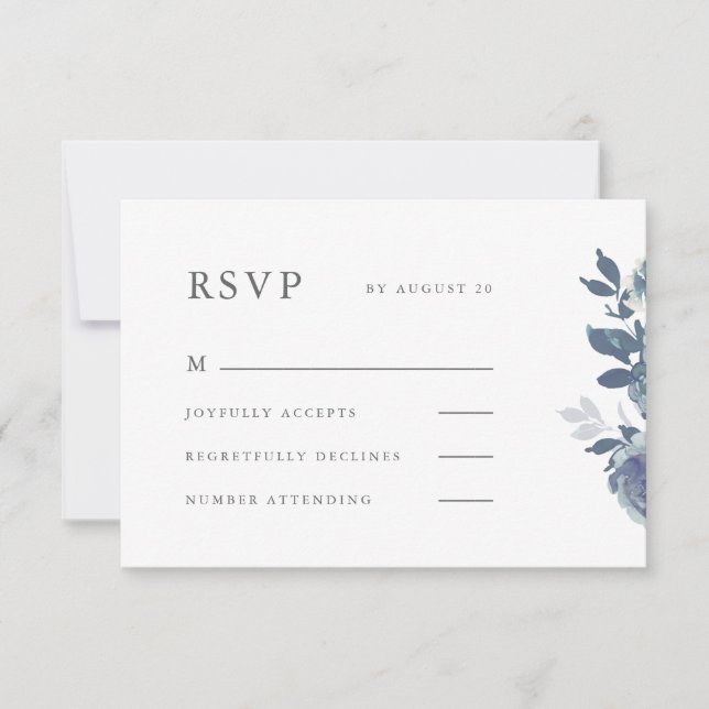 Belo Casamento Floral Azul Rsvp (Frente)