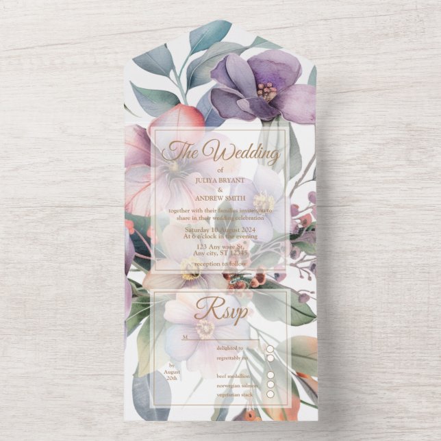 Belo casamento floral de aquarela (Interno)