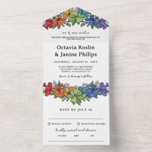Belo Casamento LGBT Floral Arco-Íris