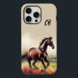 Belo Cavalo Marrom Executando Iniciais Personaliza<br><div class="desc">para os amantes de cavalos,  um belo cavalo marrom correndo ou de baía com Iniciais Personalizadas</div>