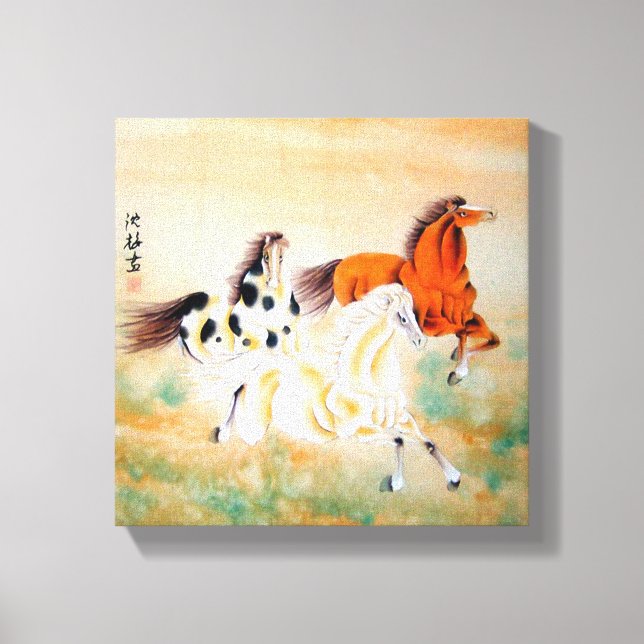 Belo cavalo Motif Oriental Canvas Prin (Frente)