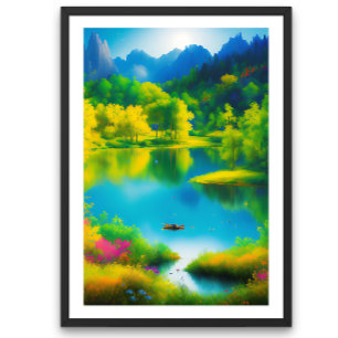 belo cenário paisagístico com o rio poster