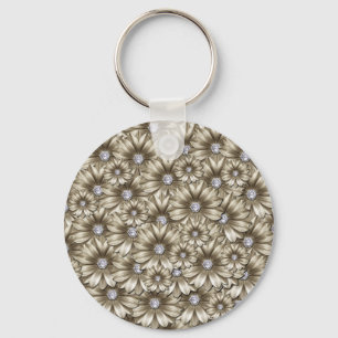 Belo Chaveiro de Flores de Diamante