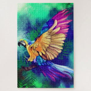 Belo Colorido Papagaio Aquarela Quebra-cabeça