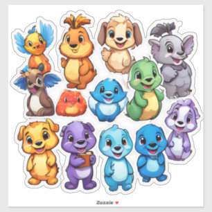 Belo conjunto de adesivos de animais de desenho an