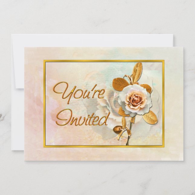 Belo Convite Com Rosa (Frente)