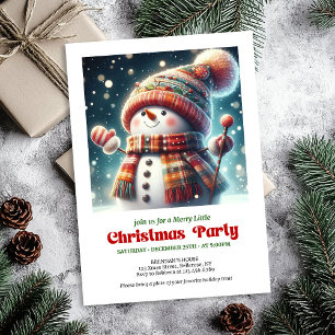 Belo convite de Natal com boneco de neve para cria