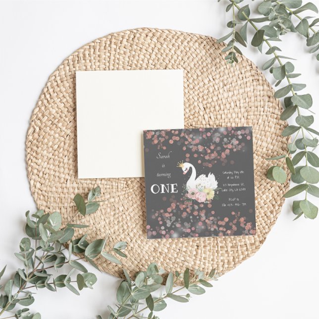 Belo Convite para Cartão de Aniversário Swan (Beautiful Swan Birthday Invitation )