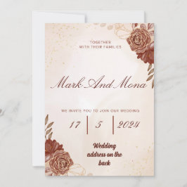 Belo convite para casamento marrom