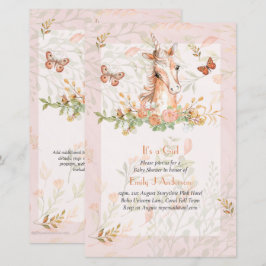 Belo Convite para Chá Boho Unicorn Baby Girl